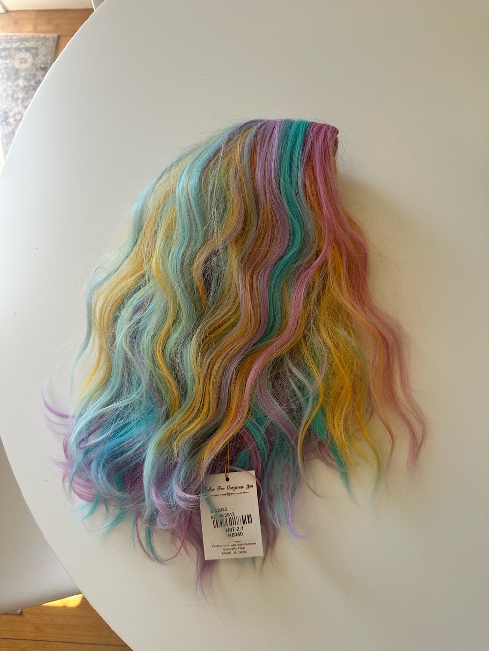 Multi-Color Pastel Wave Wig - Vibrant Rainbow